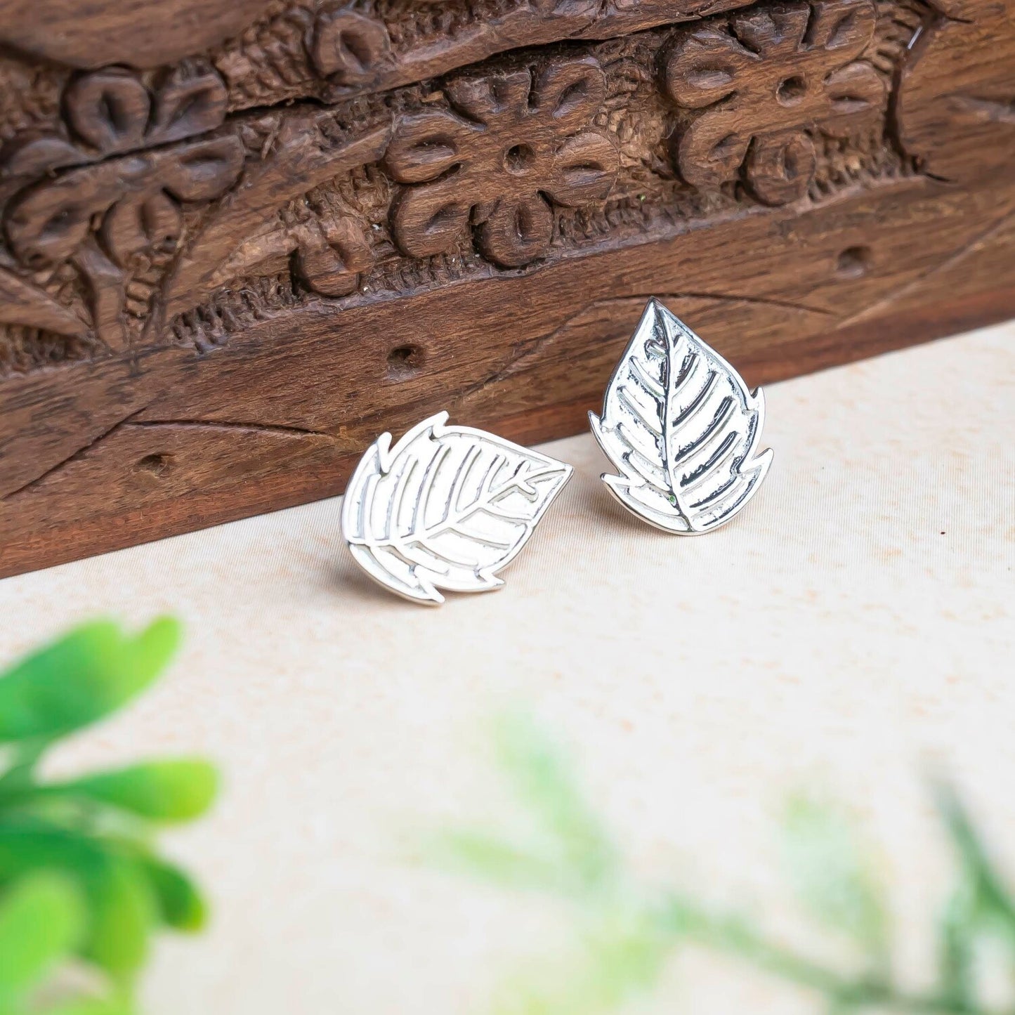 Aurgat Viburnum Leaf Drop Sterling Silver Pendant Set
