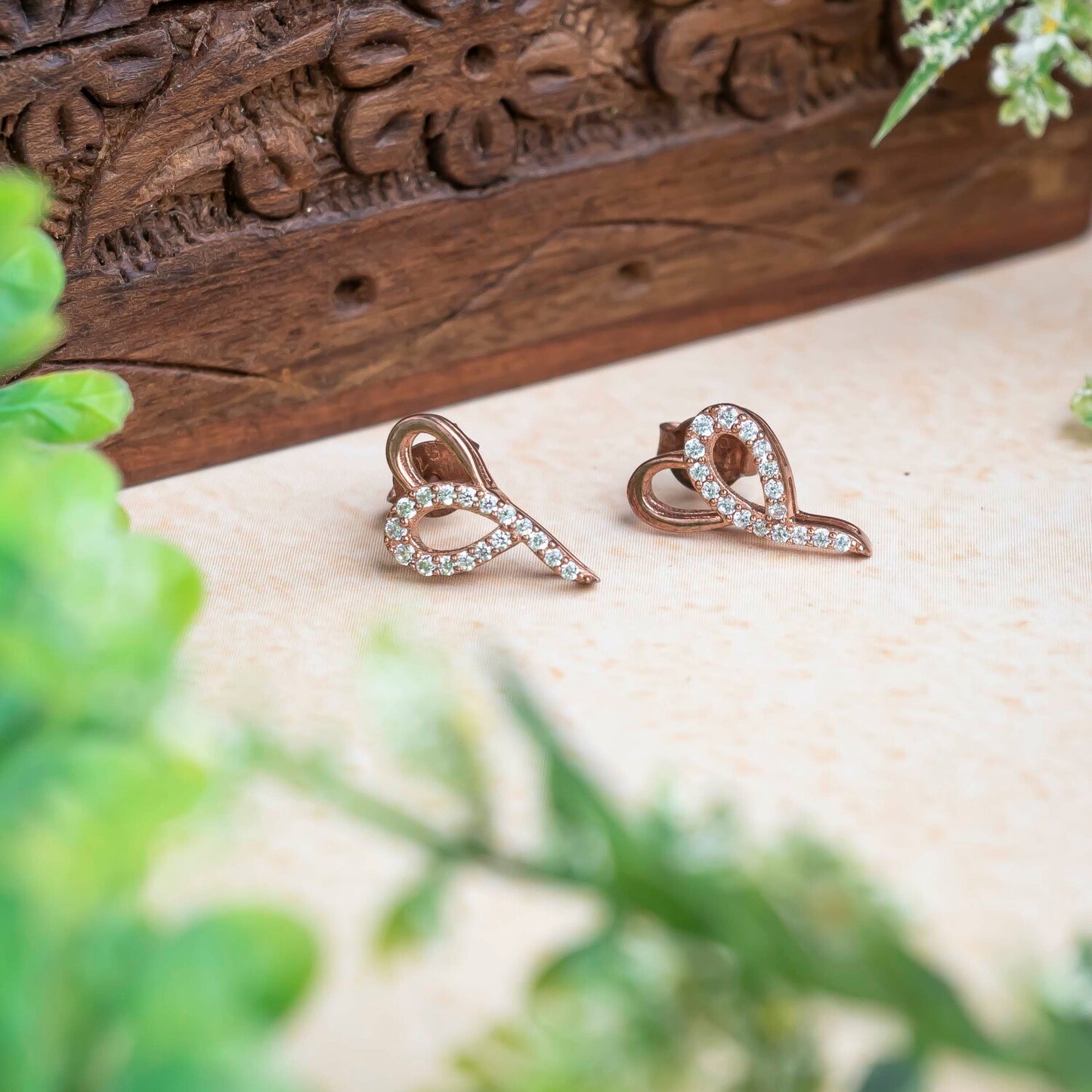 Aurgat Nobel Heart Rose Gold Earrings