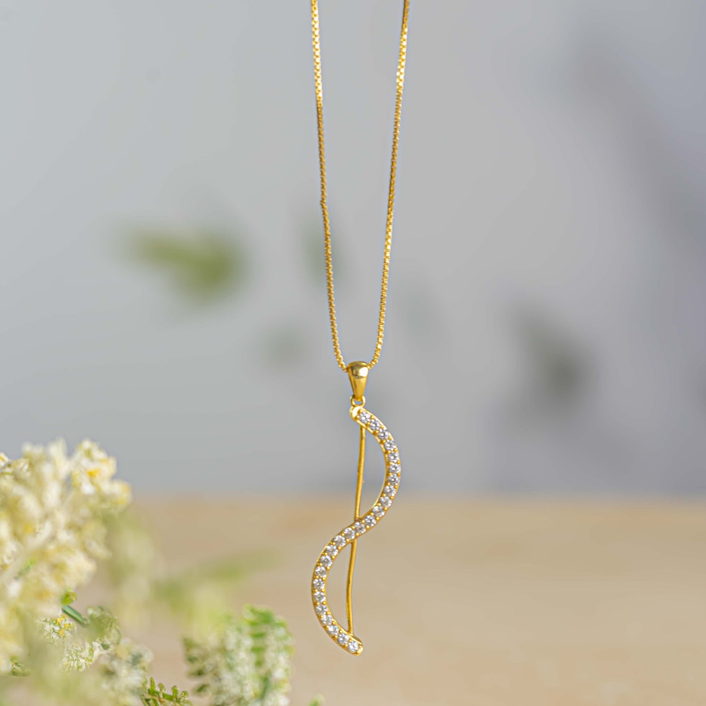 Aurgat Curvy Drop 18K Gold Plated Pendant Set