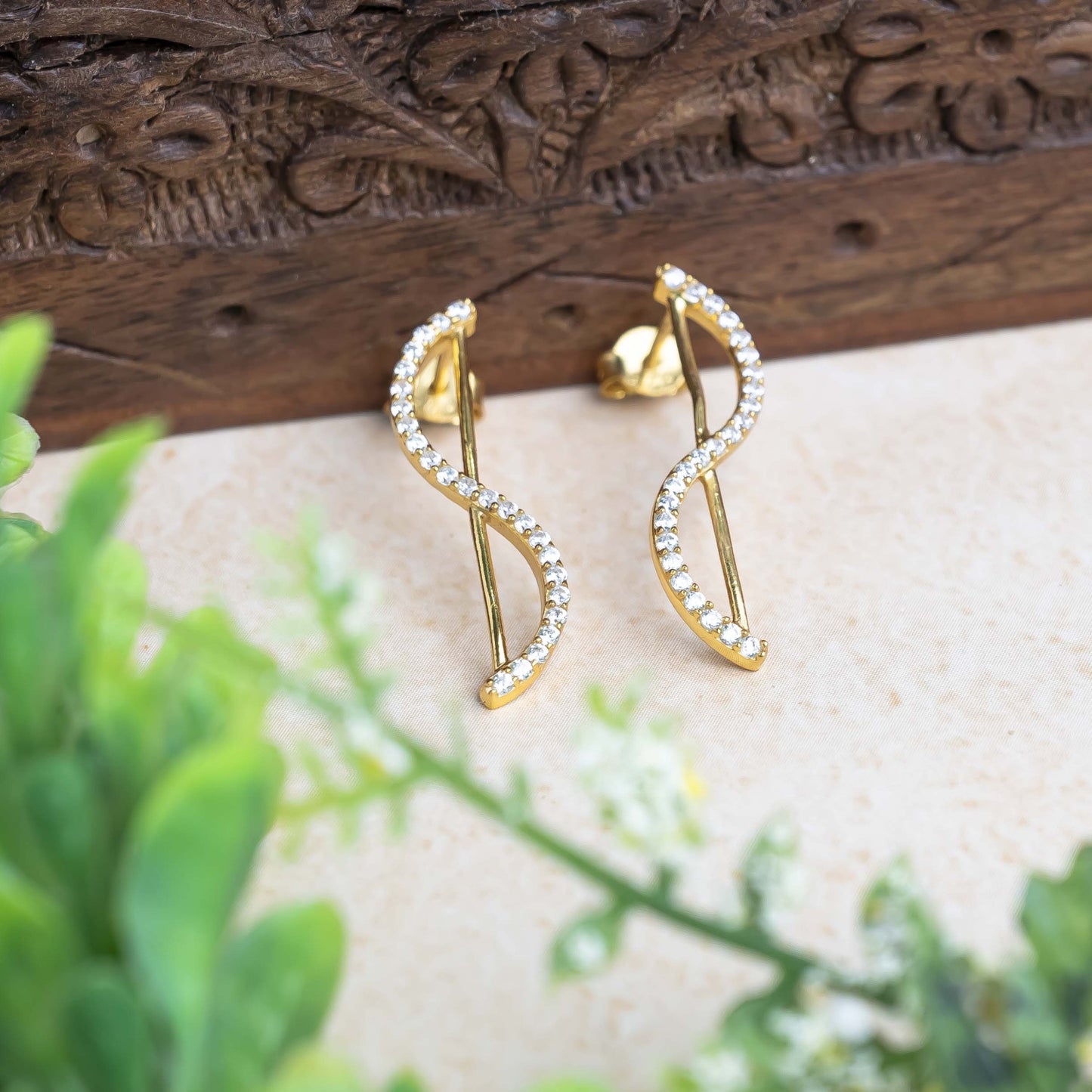 Aurgat Curvy Drop 18K Gold Plated Pendant Set